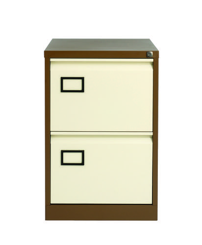 AOC Filing Cabinet (Foolscap) Flush Front with Two Drawer 470Wx711Hx622D - Coffee and Cream