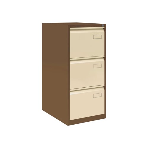 AOC Filing Cabinet (Foolscap) Flush Front with Three Drawer 470Wx1016Hx622D - Coffee and Cream