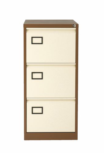 AOC Filing Cabinet (Foolscap) Flush Front with Three Drawer 470Wx1016Hx622D - Coffee and Cream