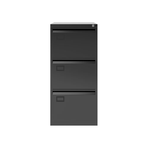 AOC Filing Cabinet (Foolscap) Flush Front with Three Drawer 470Wx1016Hx622D - Black