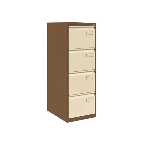 AOC Filing Cabinet (Foolscap) Flush Front with Four Drawer 470Wx1321Hx622D -Coffee and Cream