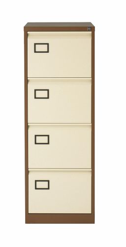 AOC Filing Cabinet (Foolscap) Flush Front with Four Drawer 470Wx1321Hx622D -Coffee and Cream