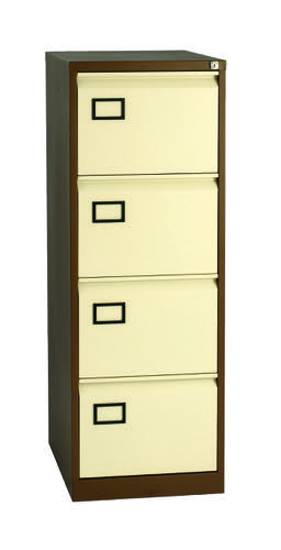 AOC Filing Cabinet (Foolscap) Flush Front with Four Drawer 470Wx1321Hx622D -Coffee and Cream