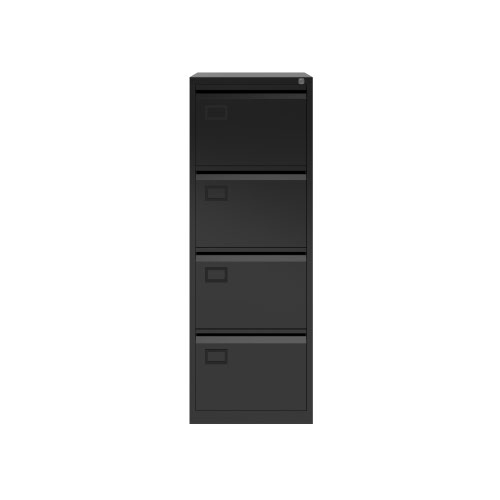 AOC Filing Cabinet (Foolscap) Flush Front with Four Drawer 470Wx1321Hx622D - Black