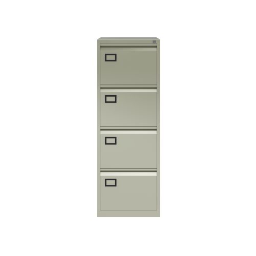 AOC Filing Cabinet (Foolscap) Flush Front with Four Drawer 470Wx1321Hx622D - Goose Grey