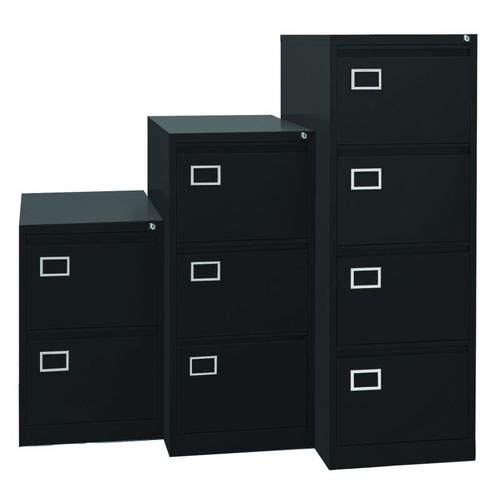 AOC Filing Cabinet (Foolscap) Flush Front with Four Drawer 470Wx1321Hx622D - Black