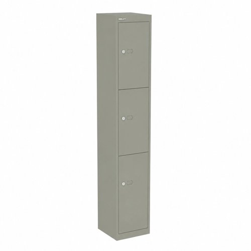 Bisley Locker with 3 doors 1802mmHx305mmDx305mmW - Goose grey 