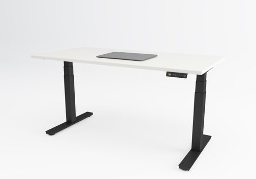 Cubo Sit Stand twin Motor Desk 1200x800 White Top Black Frame