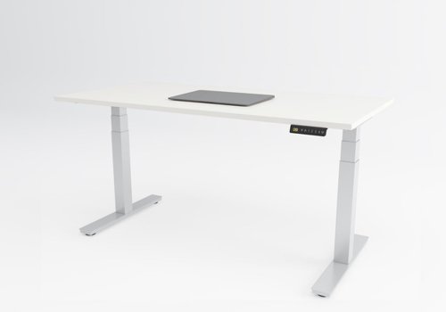 Cubo Sit Stand twin Motor Desk 1600x800 White Top White  Frame