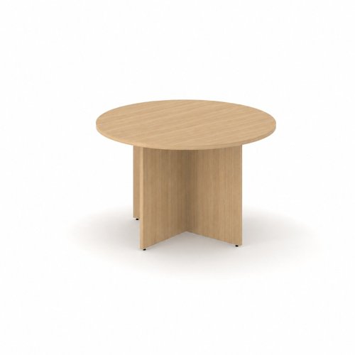 OPTIMA D1200mm Melamine Round Meeting Table Panel Leg Amber Oak 