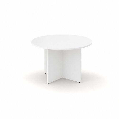 OPTIMA D1200mm Melamine Round Meeting Table Panel Leg White 