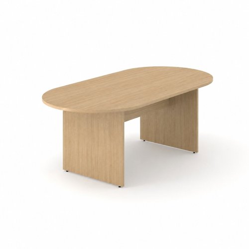 OPTIMA 2000x1000 Melamine D-End Meeting Table Panel Leg Amber Oak