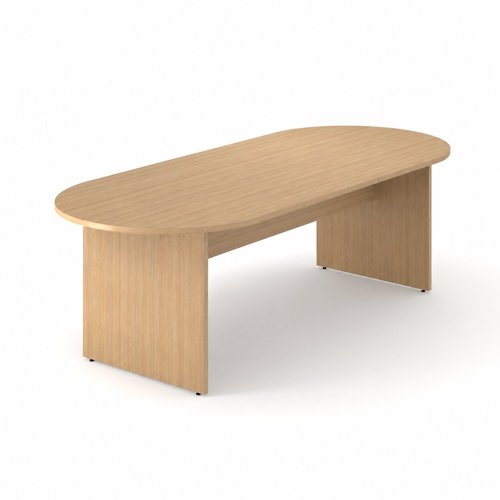 OPTIMA 2400x1000 Melamine D-End Meeting Table Panel Leg Amber Oak
