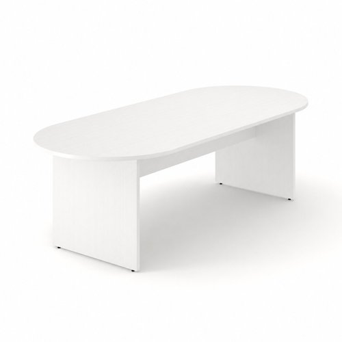 OPTIMA 2400x1000 Melamine D-End Meeting Table Panel Leg White