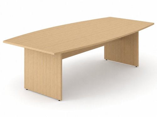 OPTIMA 2400x1200 Melamine Barrel Shaped Meeting Table Panel Leg Amber Oak