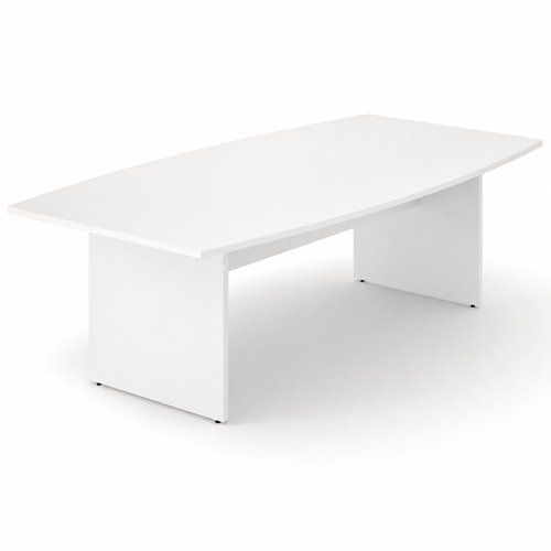 OPTIMA 2400x1200 Melamine Barrel Shaped Meeting Table Panel Leg White