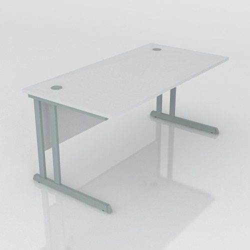 Optima C Cantilever Straight Desk 1600Wx800Dx720H white top and silver frame 