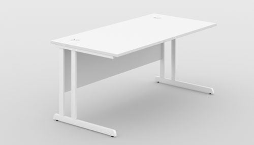 Optima C Cantilever Straight Desk 1400Wx800Dx720H white top and white frame  - DCA141-M1E