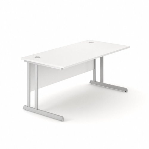 Optima C Cantilever Straight Desk 800Wx800Dx720H White Top and Silver Frame 