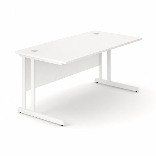 Optima C Cantilever Straight Desk 800Wx800Dx720H White Top and White Frame 