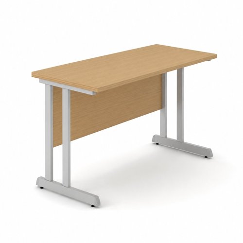 Optima C Cantilever Supplementary Desk 800Wx600Dx720H Amber Oak Top and Silver Frame 