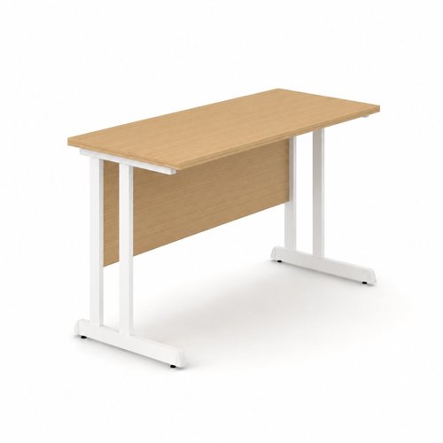 Optima C Cantilever Supplementary Desk 800Wx600Dx720H Amber Oak Top and White Frame 