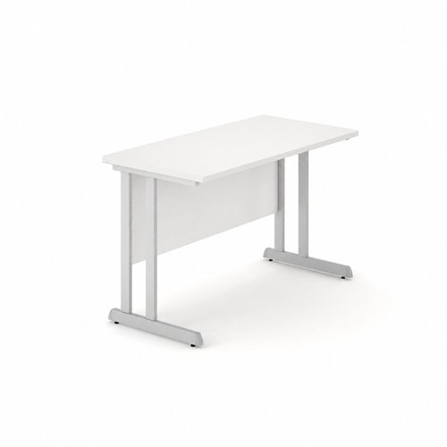 Optima C Cantilever Supplementary Desk 800Wx600Dx720H White Top and Silver Frame 