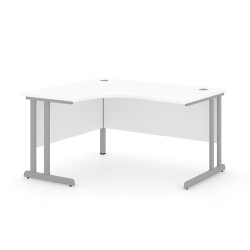 Optima C Cantilever Left  Hand Side Crescent Desk 1400Wx1200Dx720H white top and silver frame 