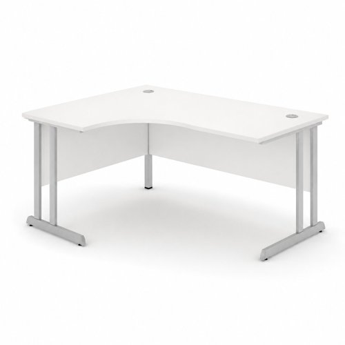 Optima C Cantilever Left Hand Side Crescent Desk 1400Wx1200Dx720H White Top and Silver Frame 