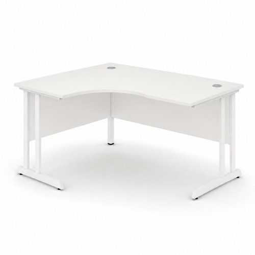 Optima C Cantilever Left Hand Side Crescent Desk 1400Wx1200Dx720H White Top and White Frame 