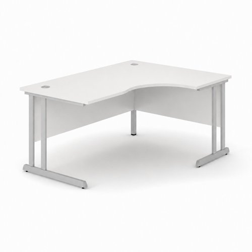 Optima C Cantilever Right Hand Side Crescent Desk 1400Wx1200Dx720H White Top and Silver Frame 