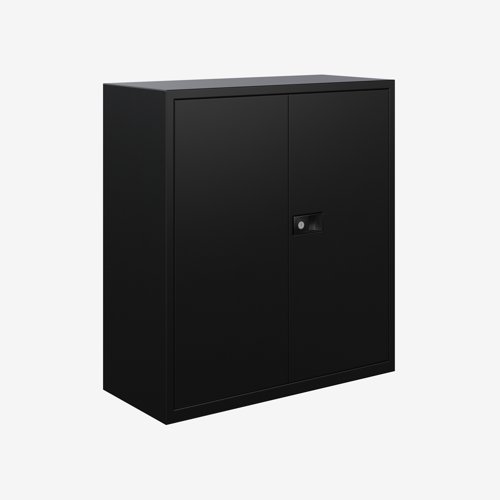 Economy Stationery Cupboard 1000X914X400 with 1 light grey shelf - Black