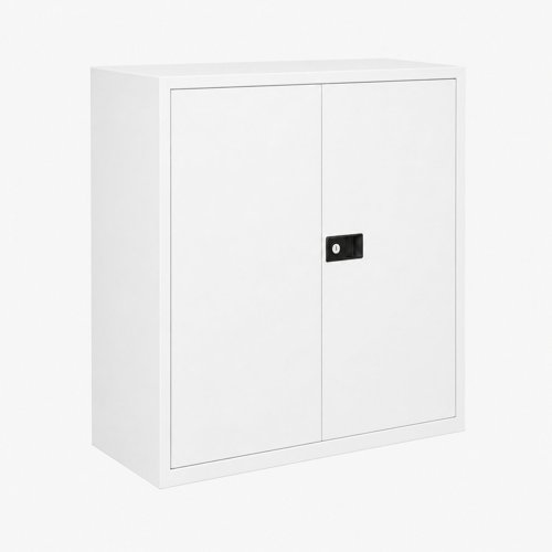Economy Stationery Cupboard 1000X914X400 with 1 light grey shelf - Traffic White