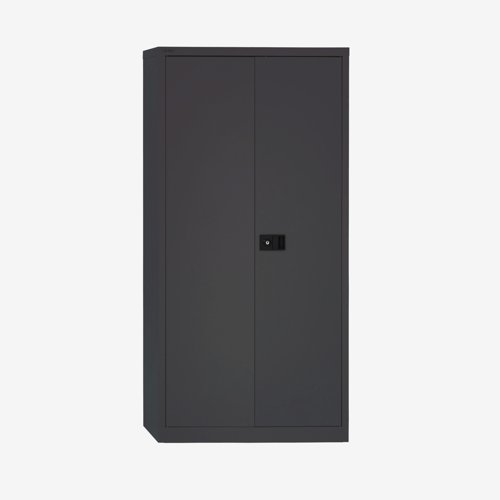 Economy Stationery Cupboard 1806X914X400 with 3 light grey shelves - Black