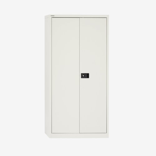 Economy Stationery Cupboard 1806X914X400 with 3 light grey shelves- Traffic White