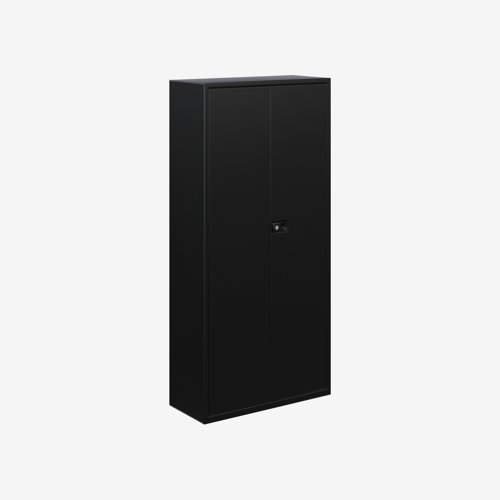 Economy Stationery Cupboard 1950X914X400 with 3 light grey shelves - Black
