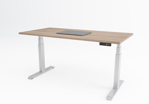 Flex Sit Stand Twin Motor Desk 1600x800 Oak top with White Frame
