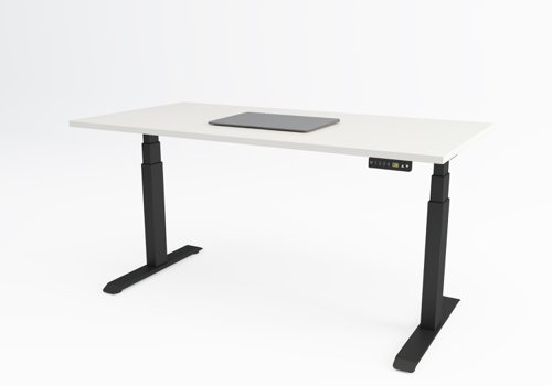 Flex Sit Stand Twin Motor Desk 1400x800 White top with Black Frame