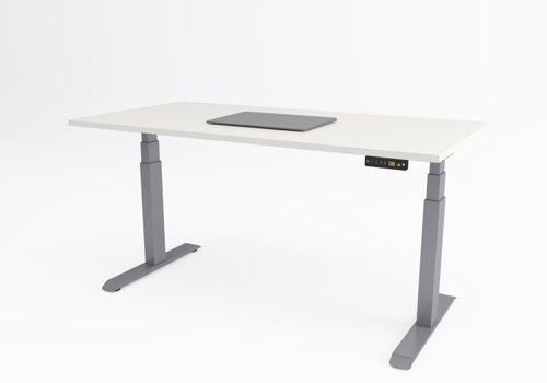 Flex Sit Stand Twin Motor Desk 1400x800 White top with Silver Frame - FL1408WHSL
