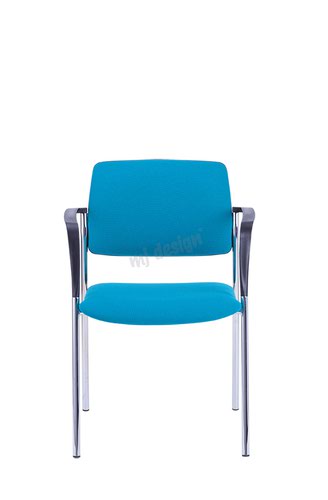 Fresh 4 legged stackable chair with A type chrome frame in black eco vinyl finish