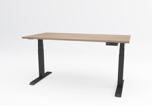 JOY Sit Stand Twin Motor Desk 1200x800 Amber Oak Top and Black Frame