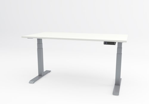 JOY Sit Stand Twin Motor Desk 1200x800 White Top and Silver Frame