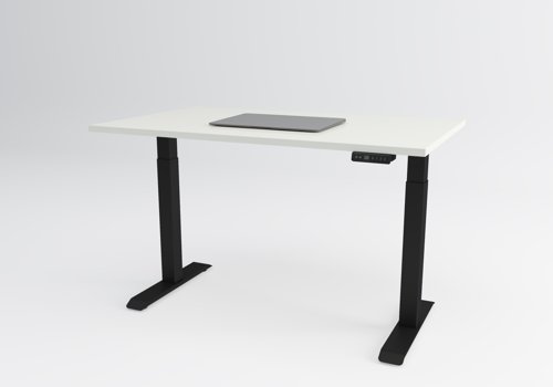 LITTLE 1200x600 Twin Motor Sit-Stand Desk White Top Black Frame