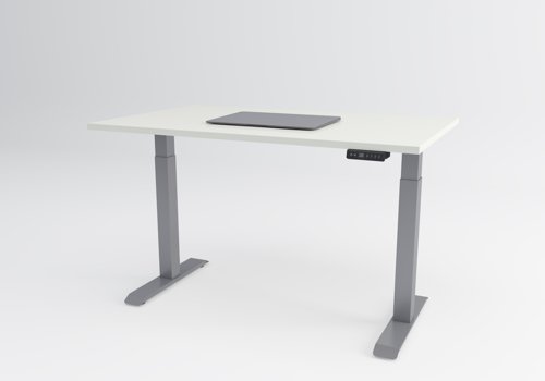 LITTLE 1200x600 Twin Motor Sit-Stand Desk White Top Silver Frame
