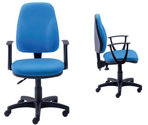 Mistral high back height adjustable office chair 2 Lever in blue fabric - MISTRALZCE031