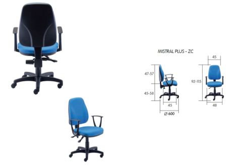 Mistral high back height adjustable office chair 2 Lever in blue fabric