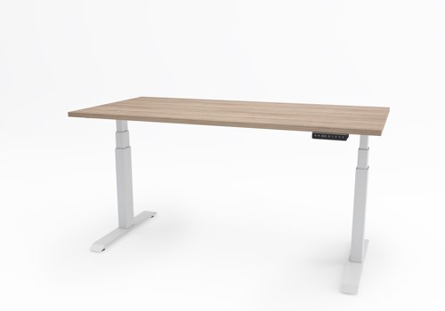 Move Sit Stand Twin Motor Desk 1200x800 Amber OAK top with White Frame