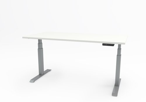 Move Sit Stand Twin Motor Desk 1200x800 White top with Silver Frame
