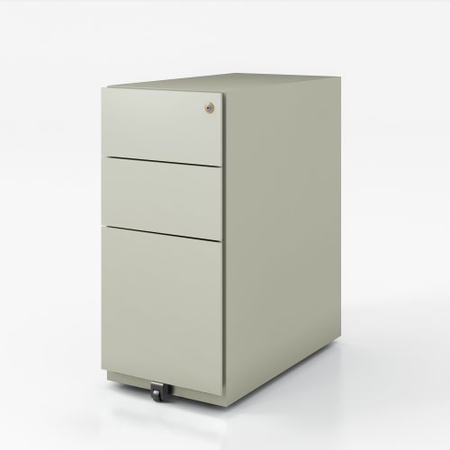 Note Narrow Mobile Underdesk  Pedestal 2 stationery 1 file drawers 651mmHx300mmWx565mmD with 6mm decorative top goose grey  finish