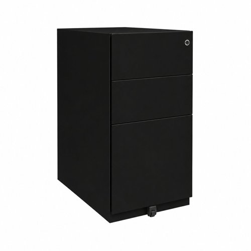 Note Slim Mobile Underdesk Pedestal 2 stationery 1 file drawers 645mmHx300mmWx565mmD Black finish